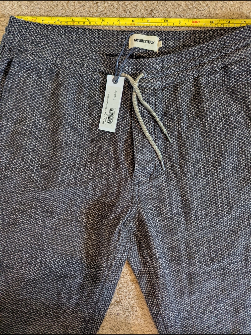 NWT Taylor Stitch Apres Pant In Charcoal Sashiko Large NWT